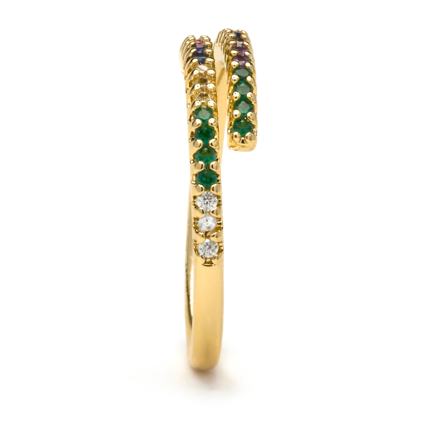Anillo con Circonita Multicolor acabado oro 18k