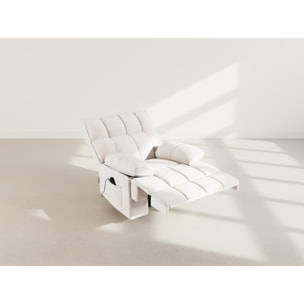 Chandler - Fauteuil relax électrique en velours texturé - Beige
