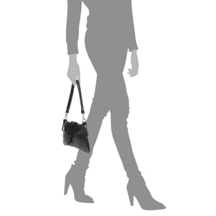 Allerona Bolso de mano Mujer.Piel auténtica Gamuza Grabado Arabesco.