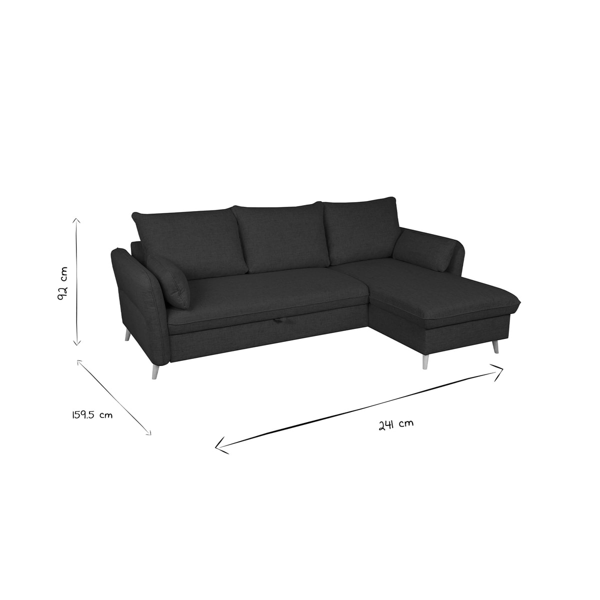 Canapé d'angle convertible réversible avec coffre 3-4 places en tissu effet velours terre brûlée et bois clair DRISS