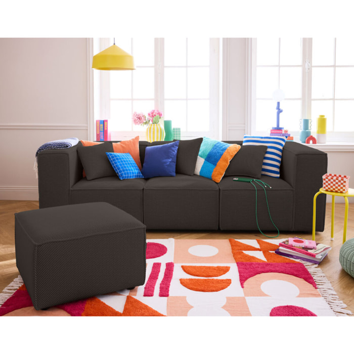 Arty - pouf d'appoint - en tissu mailles 3D - Gris foncé