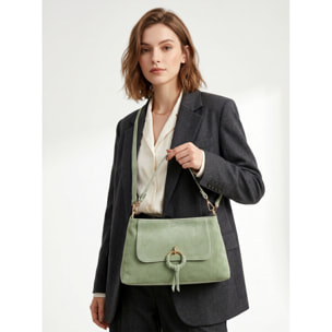 Borsa a mano da donna Made in Italy - Modello Celeste Pro - Pelle scamosciata - 30.0 x 17.0 x 9.0 cm