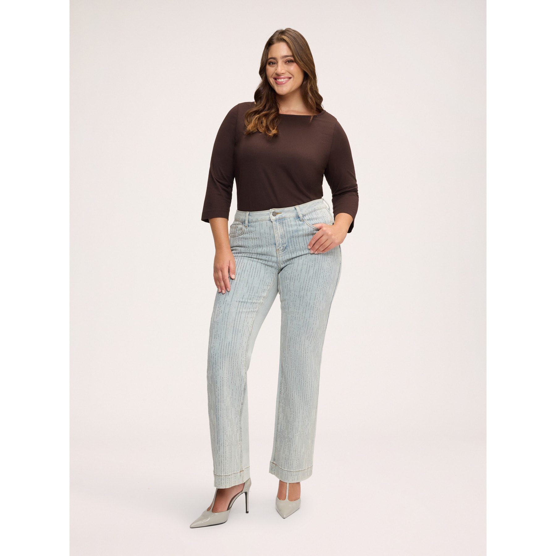 Fiorella Rubino - Jeans Flare con strass lavaggio chiaro - Azzurro