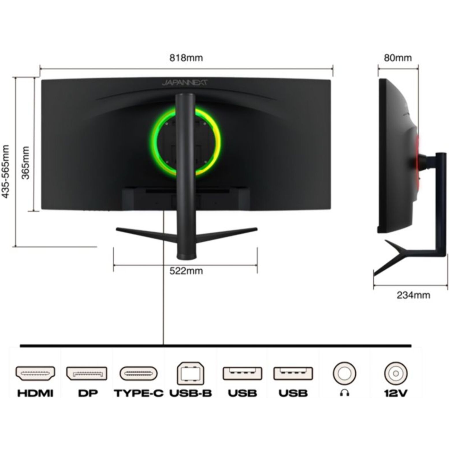 Ecran PC JAPANNEXT JN-IPS340UWQHD60C-C65W-HS Incurvé 34"