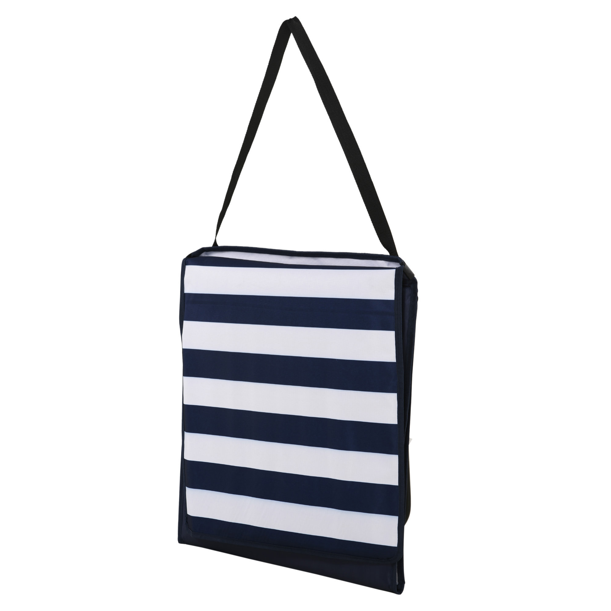 Conjunto de 2 Esterillas de Playa Plegable Esteras Acolchadas con Respaldo Reclinable y Bolsa de Transporte para Jardín 142x51x40 cm Blanco y Azul