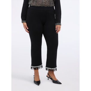 Fiorella Rubino - Pantalones Flare de punto con flecos - Negro