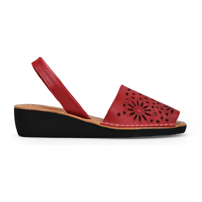 Alpargatas de piel rojas con cuña