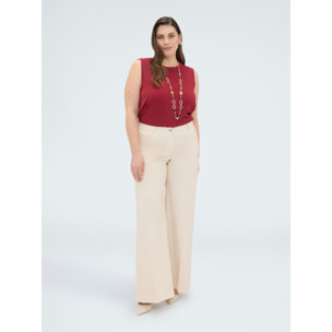 Fiorella Rubino - Pantaloni Wide Leg in cotone leggerp - Beige