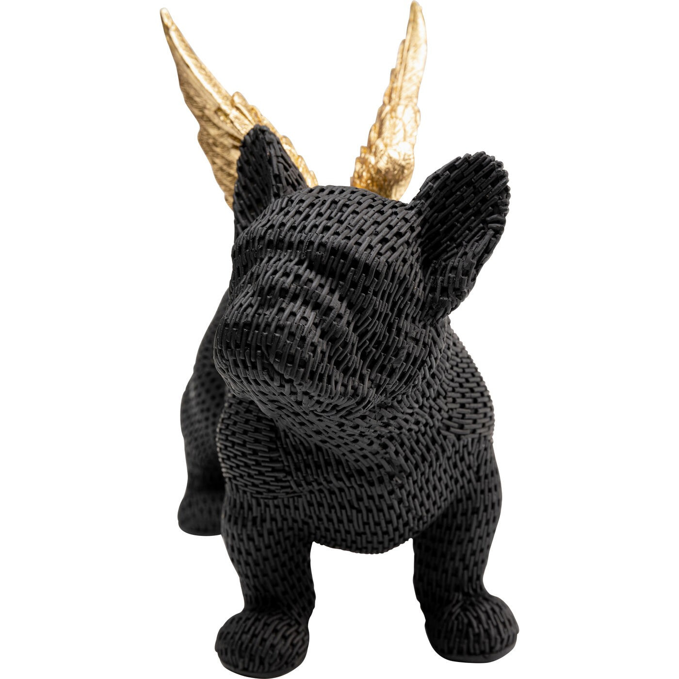 Déco bouledogue noir texturé ailes dorées Kare Design