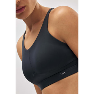 Reggiseno sportivo ad alto sostegno con spalline regolabili in nero