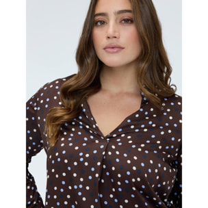 Fiorella Rubino - Blusa a pois in raso di viscosa - Marrone