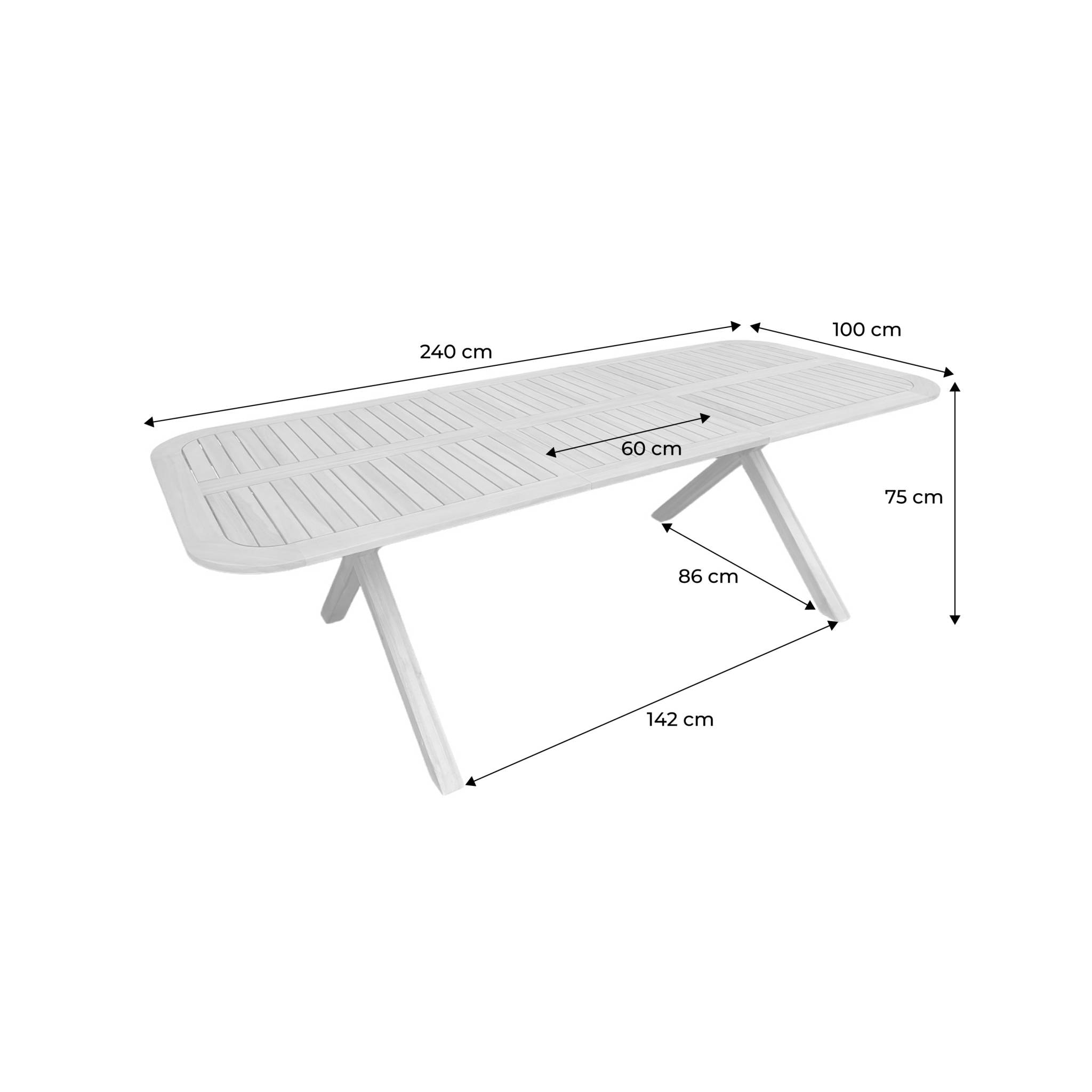 Table de jardin extensible bois d'acacia 6-8 places TANZO