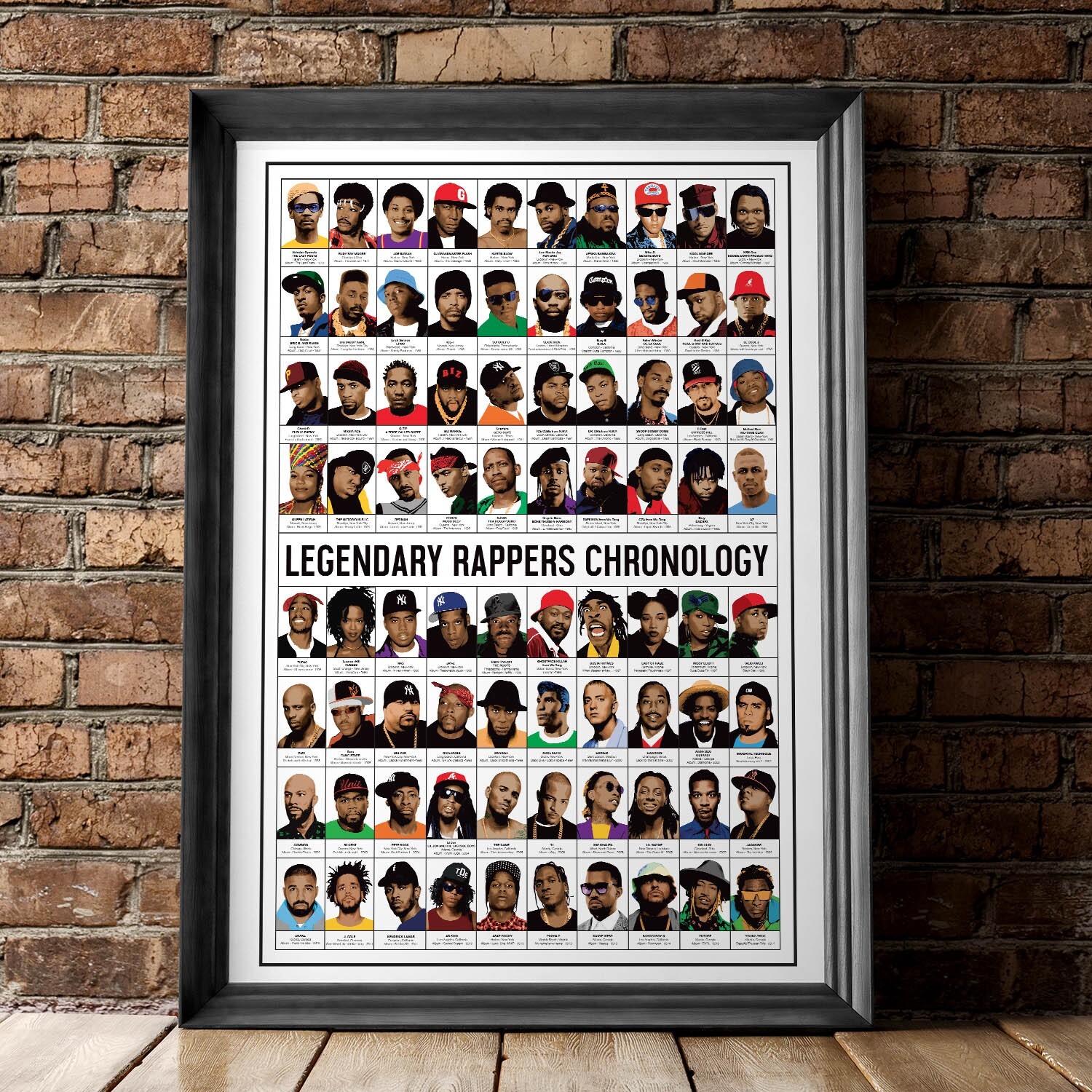 Affiche 50 x 70 cm - Legendary Rappers Chronology - Olivier Bourdereau