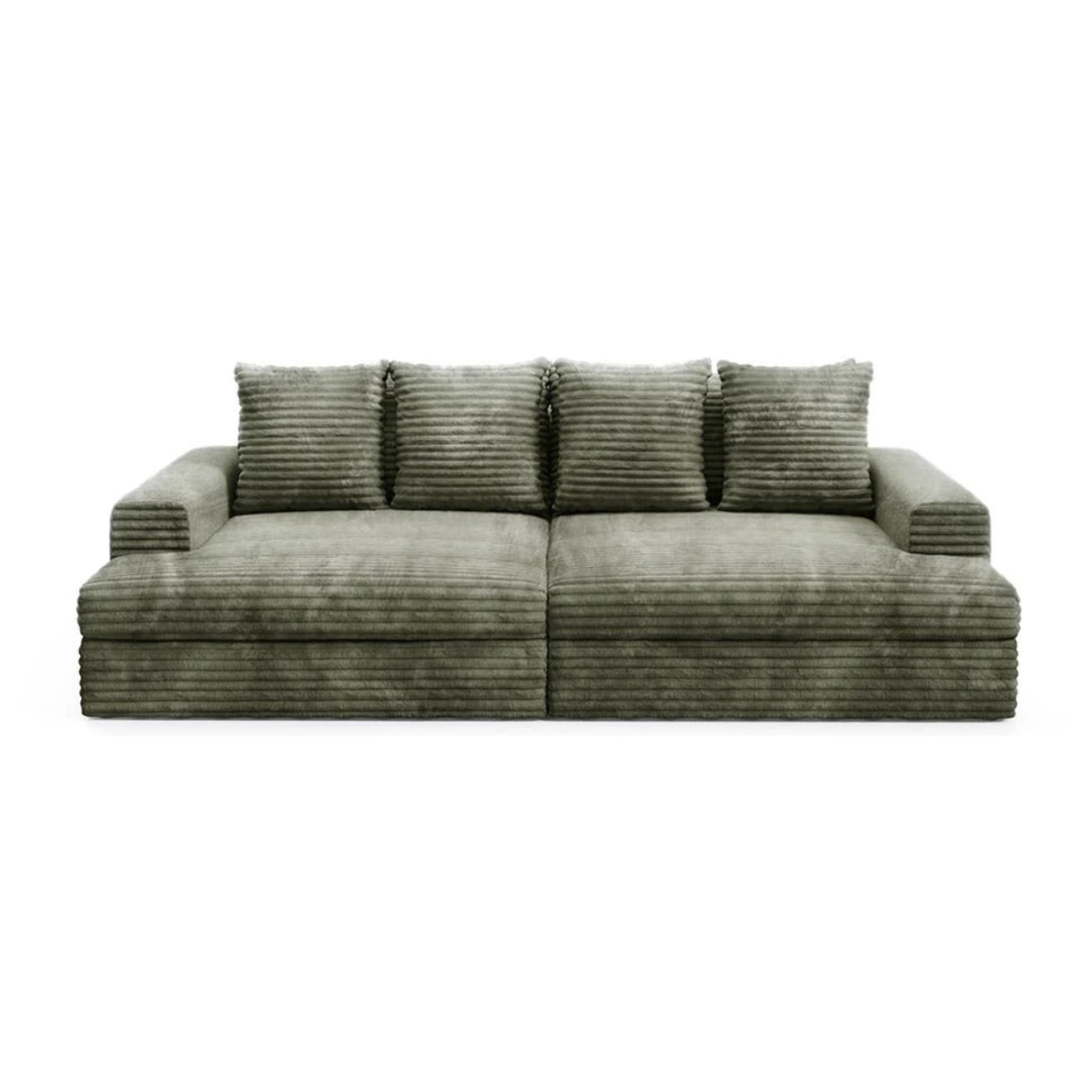 CAMELIA - Canapé 3 places en velours côtelé épais vert