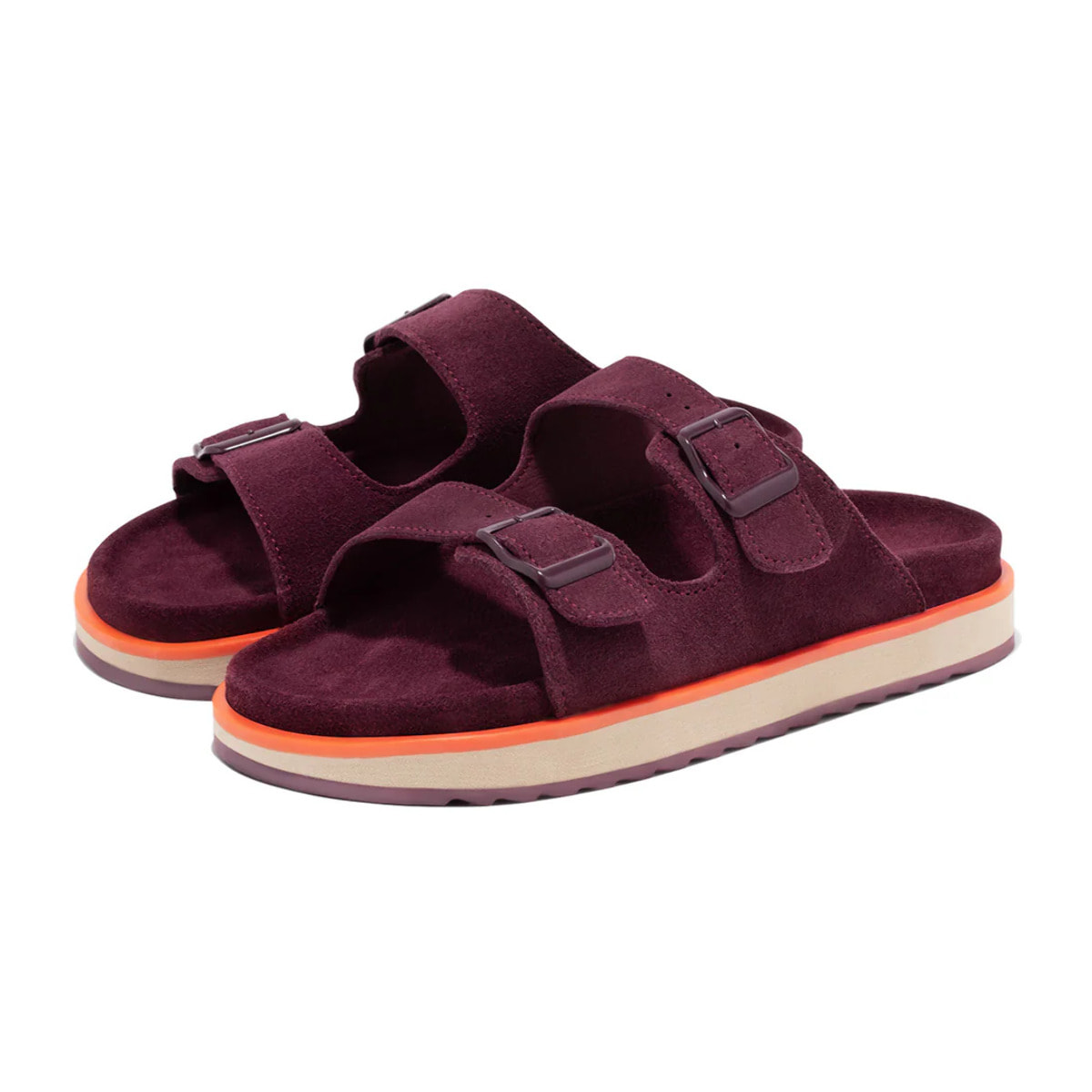 Sandalia Nórdica Mujer Hebilla Completa Burgundy