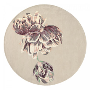 Tapis rond fait à la main en laine motif floral NUITORB