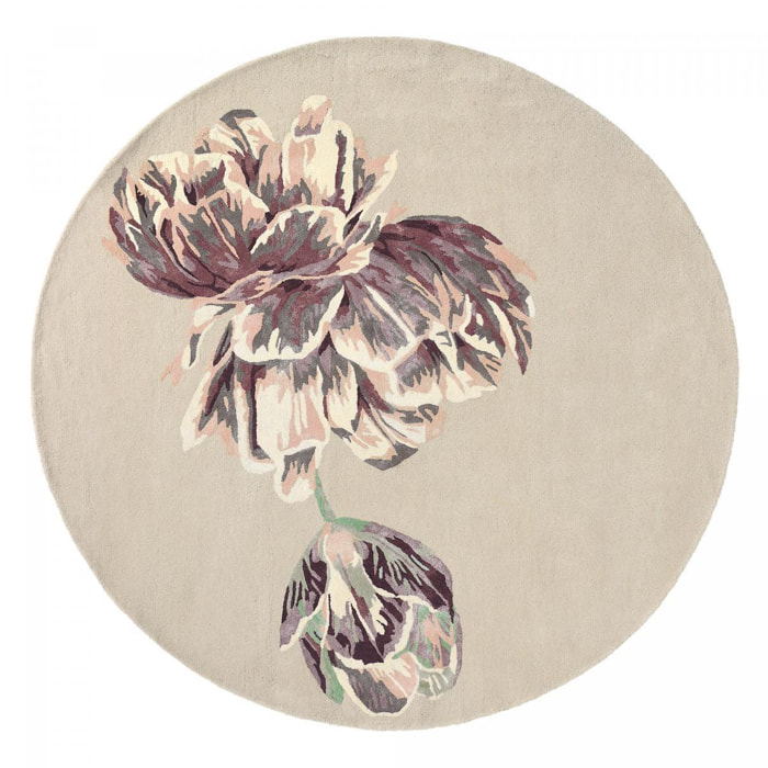 Tapis rond fait à la main en laine motif floral NUITORB