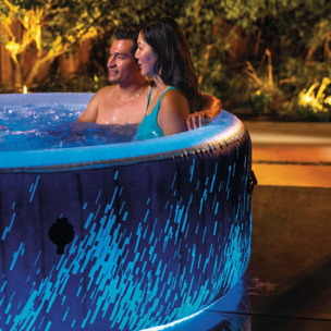 Creta Pro - Intex Idromassaggio Gonfiabile Rotondo PureSpa Bubble Glow Deluxe, 4 Posti, 140 Getti, PVC, LED Multicolore,