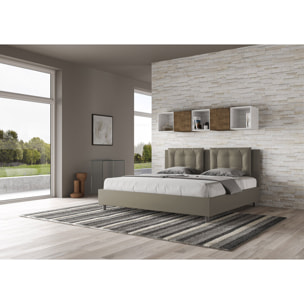 Lit king size sans sommier rembourré 200x210 similicuir cappuccino Annalisa