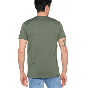 T-shirt in cotone 150 gr Hot Buttered Lizard Colore Verde militare