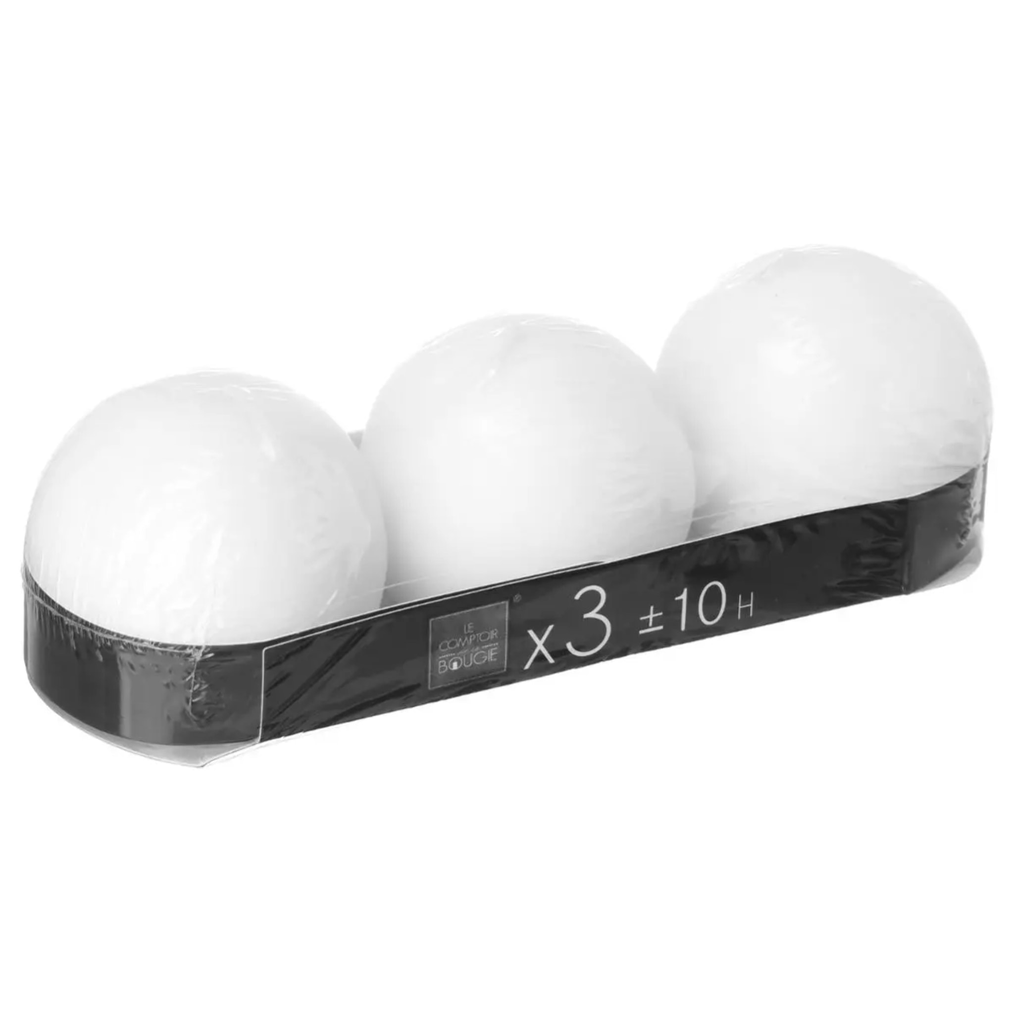 Bougie boule rustique "Many" blanc 88g