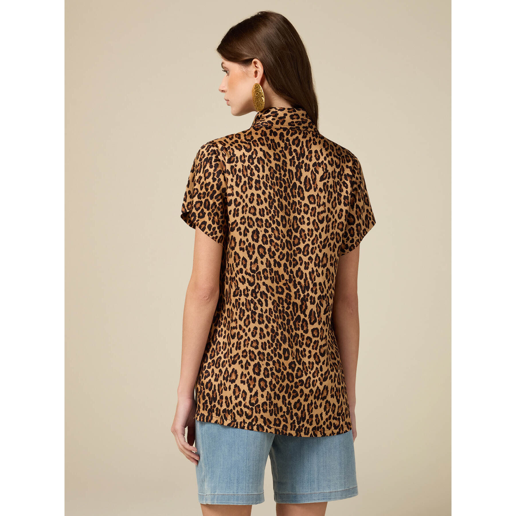 Oltre - Camicia animalier in viscosa - Marrone