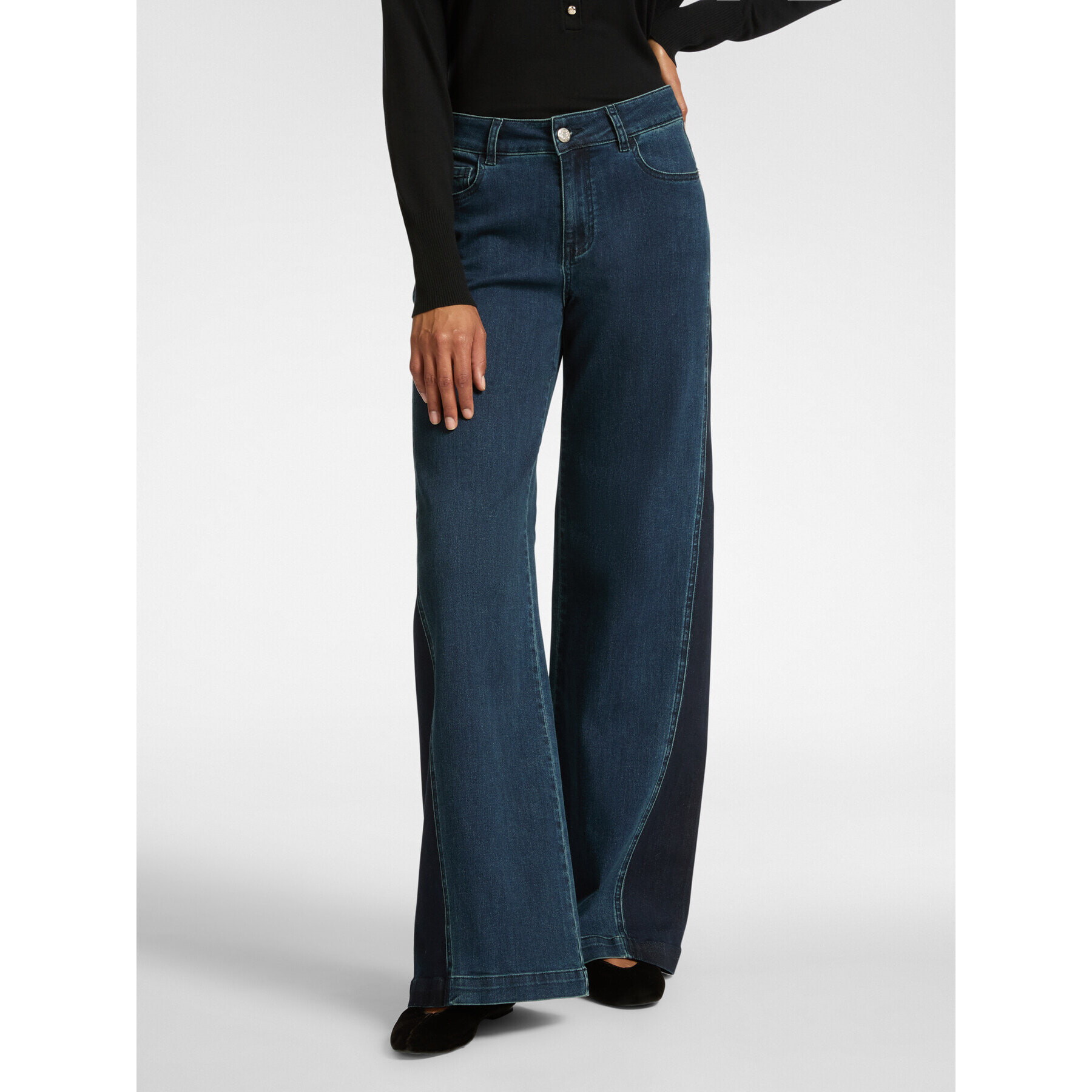 Elena Mirò - Jeans flare con inserti laterali - Blu