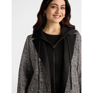 Fiorella Rubino - Cappotto in scuba con cappuccio - Nero