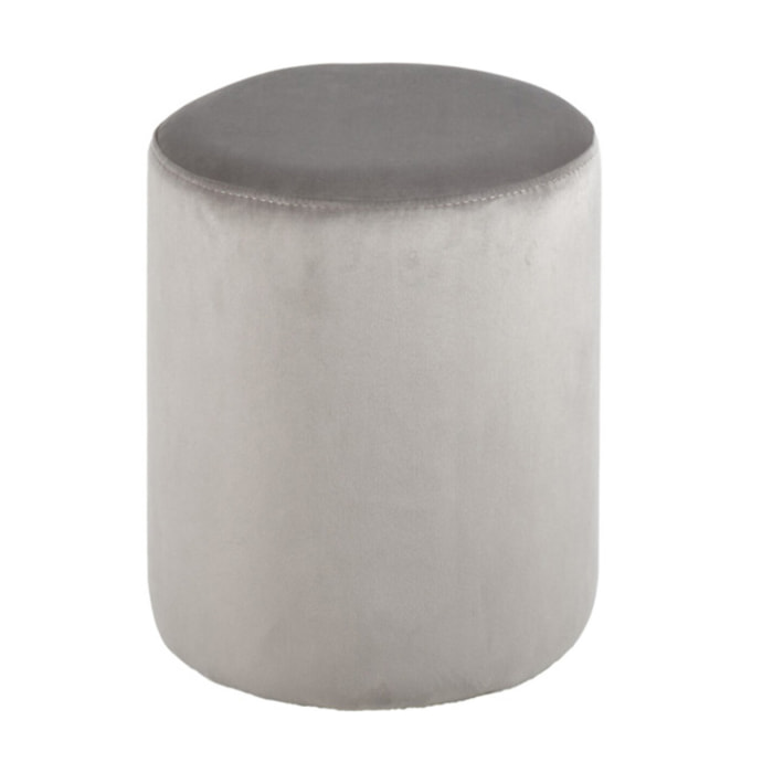 Pouf et repose pied 41 cm cylindrique en velours - gris clair - TUBE