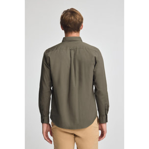 Camicia verde militare in popeline regular fit con logo Rigby Go