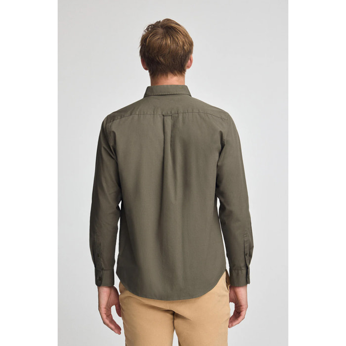 Camicia verde militare in popeline regular fit con logo Rigby Go