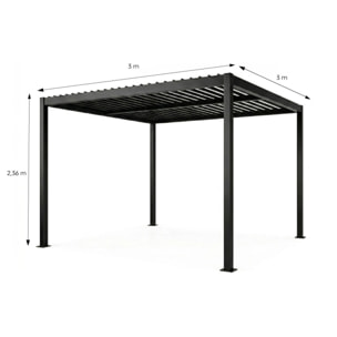 Pergola bioclimatique structure et lames orientables en aluminium 3x3m SOPRON
