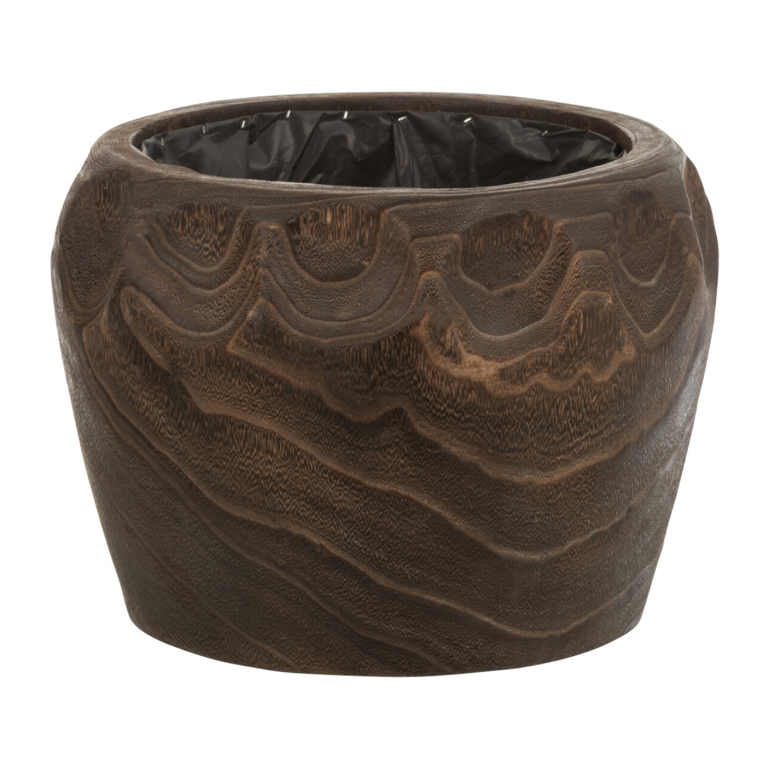 J-Line cachepot Thibo Bois De Paulownia -bois/plastique - marron foncé - medium