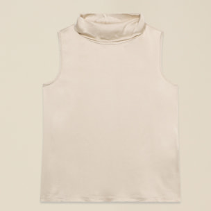 Oltre - Top in raso con collo alto - Bianco