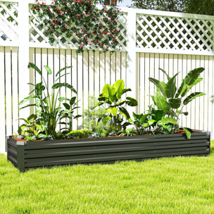 Jardinera Exterior Grande Rectangular de Acero Galvanizado, Huerto Urbano para Cultivar Plantas Hierba, Macetero Grande Exterior con Base Abierta Resistente a la Intemperie 240x60x30 cm Gris