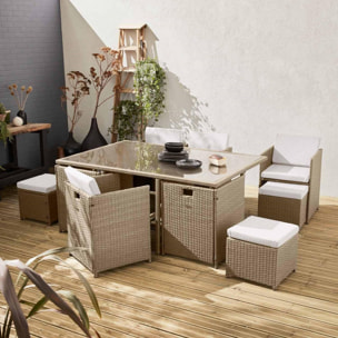 Table de jardin encastrable résine + Housse de protection gris foncé polyester