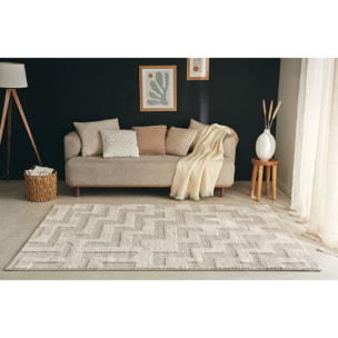 HARMONIE - Tapis de salon motif géométrique crème