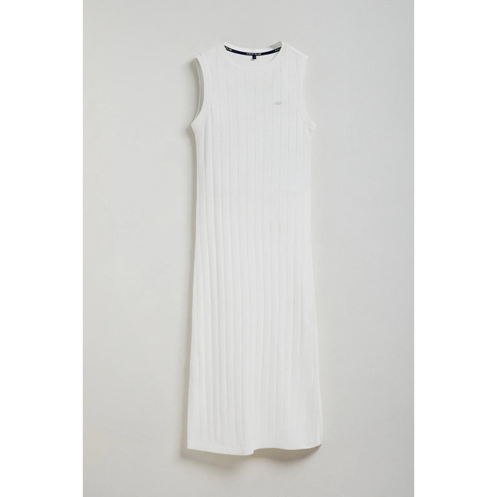 Vestito lungo da donna bianco con bottoni perlati Polo Club