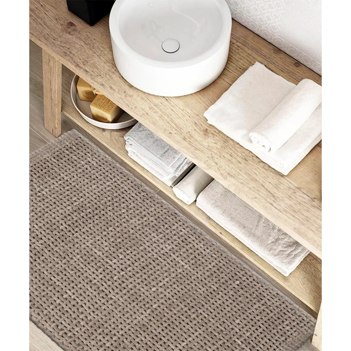Tappeto bagno CRAZY POLVERE in microfibra misto cotone, morbido antiscivolo lavabile in lavatrice, tappetino lavabo sanitari bagno