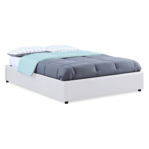Lit coffre Otto en similicuir blanc avec sommier 160x200cm