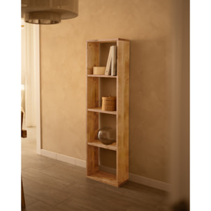 Estanteria de madera maciza en tono roble medio con 3 estantes Alto: 146 Largo: 40 Ancho: 20