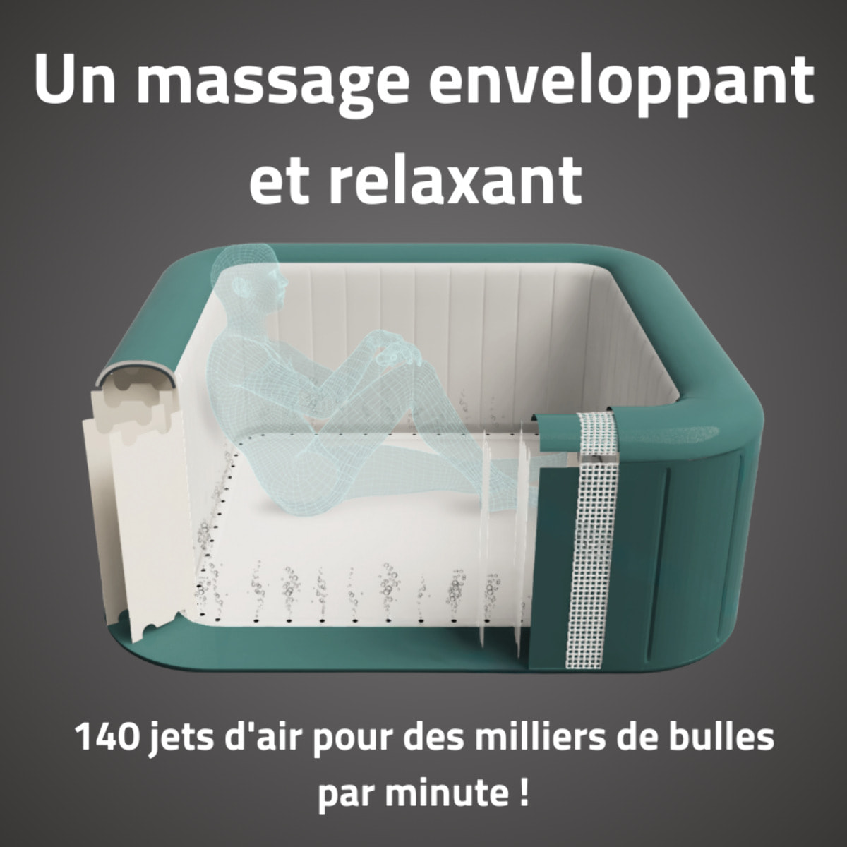 Bestway Spa gonflable carré Lay-Z-Spa Ibiza AirJet 4-6 personnes