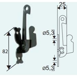 Support sécurité sur platine TORBELcataphorèse noir pour espagnolette - 753014l