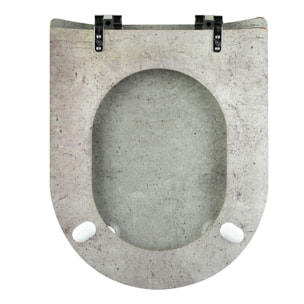 Abattant wood slim déclipsable  - Effet béton armé - Gris clair