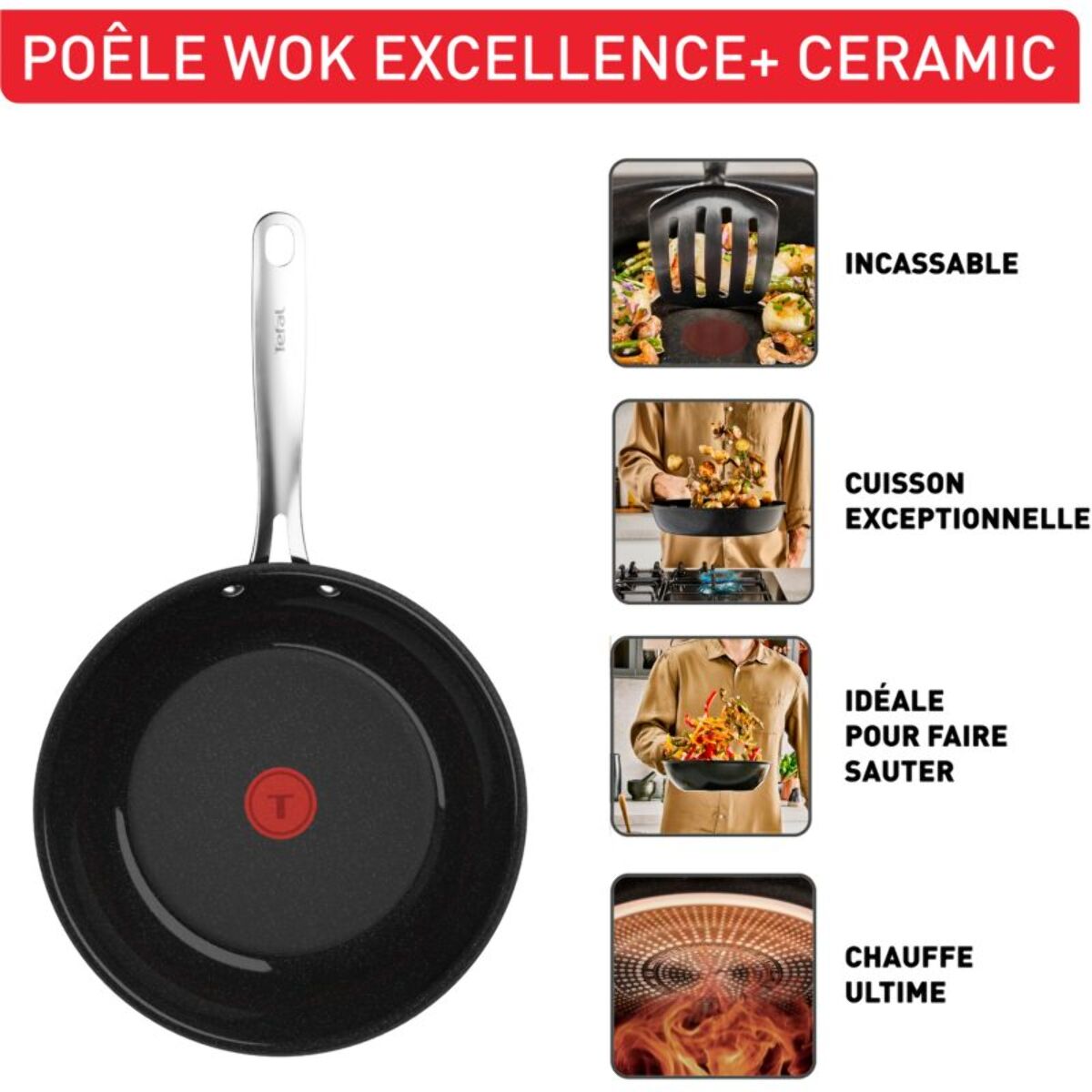 Wok TEFAL EXCELLENCE + CERAM 28cm