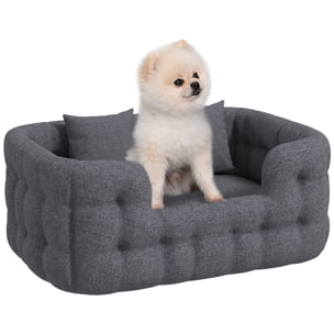 Cama para Perros Pequeños Cama para Mascotas con 2 Almohadas Colchón para Perros con Base Antideslizante Funda Extraíble y Lavable 70x50x30 cm Gris