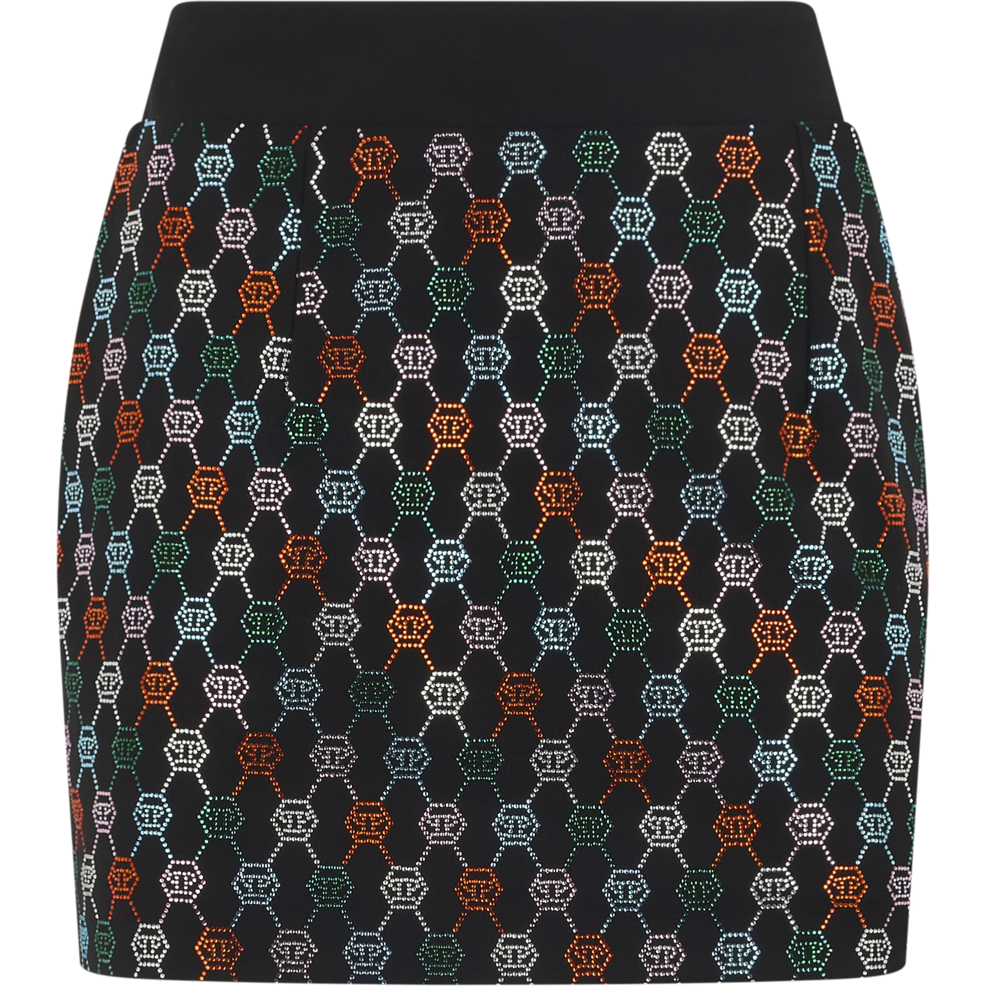 PHILIPP PLEIN Mini Skirt Multicolor Monogram Strass