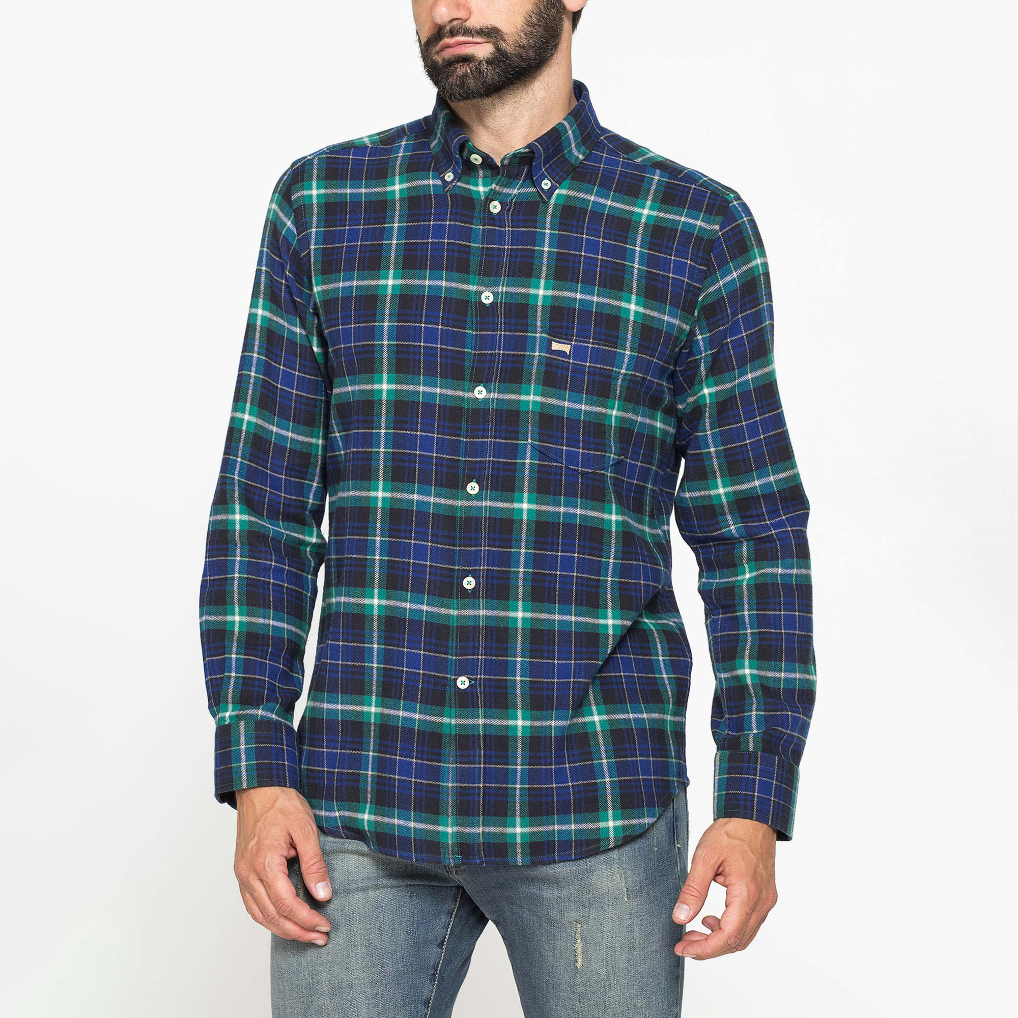 CAMICIA FANTASIA TINTO FILO IN FLANELLA LEGGERA