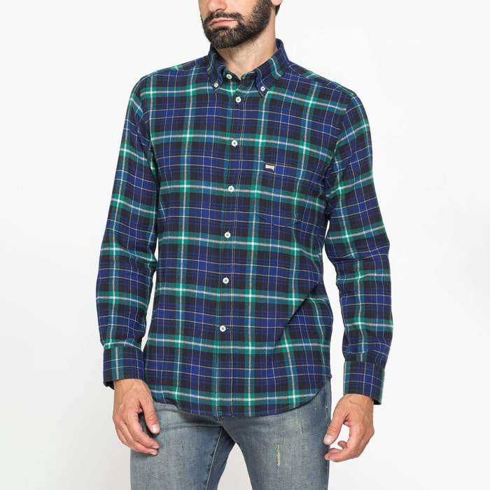 CAMICIA FANTASIA TINTO FILO IN FLANELLA LEGGERA