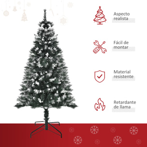 Árbol de Navidad 150 cm Árbol de Navidad Artificial con 378 Ramas 41 Decoraciones Soporte de Acero Base Plegable y Desmontable para Salón Verde